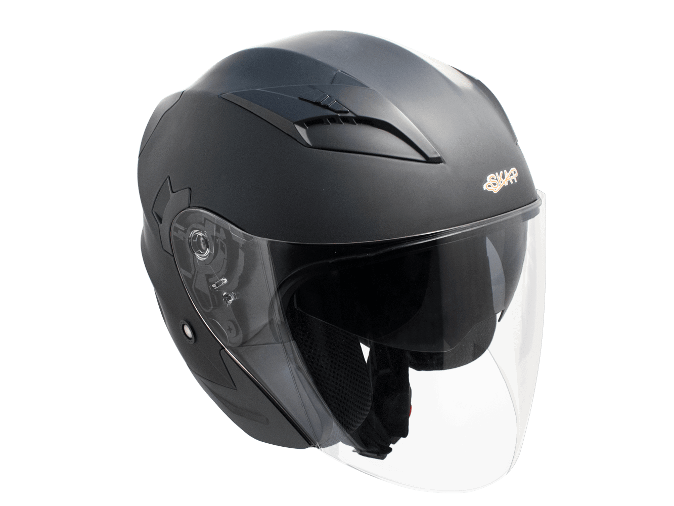 Motorcycle Helmet Jet Skap 1PH Bolt Matt Black Double Visor Pentaras